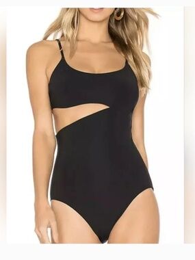 Flagpole NYC Small S one piece swimsuit neon yellow Belle cutout